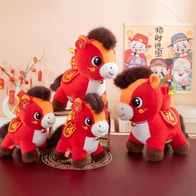 2026 Horse Mascot Figurines Plush Toys Chinese Zodiac Horse Dolls Pillow Kids Holiday Gift Wholesale Claw Machine Toy