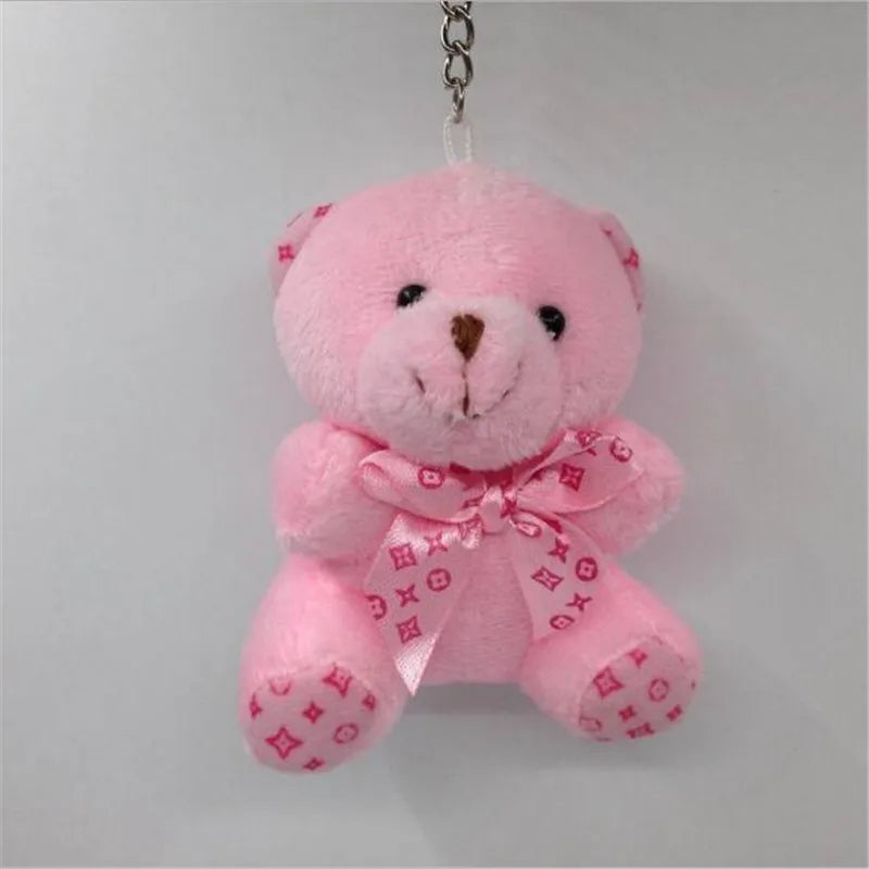 1PCS 10cm Plush Stuffed Bear with Bow Knotted Pendant Lovely 4 Colors Soft Toy Valentine's Day Gift for Children