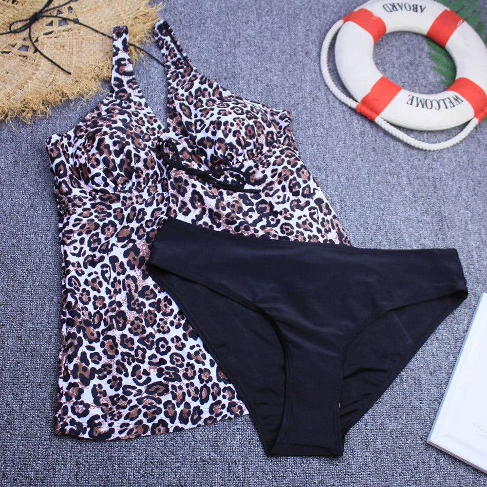 Tankini 2024 Women Swimsuits Two Piece Bikini Set Brazilian Swimwear Vintage Padded Bathing Suit Female Beachwear Plus Size 3XL
