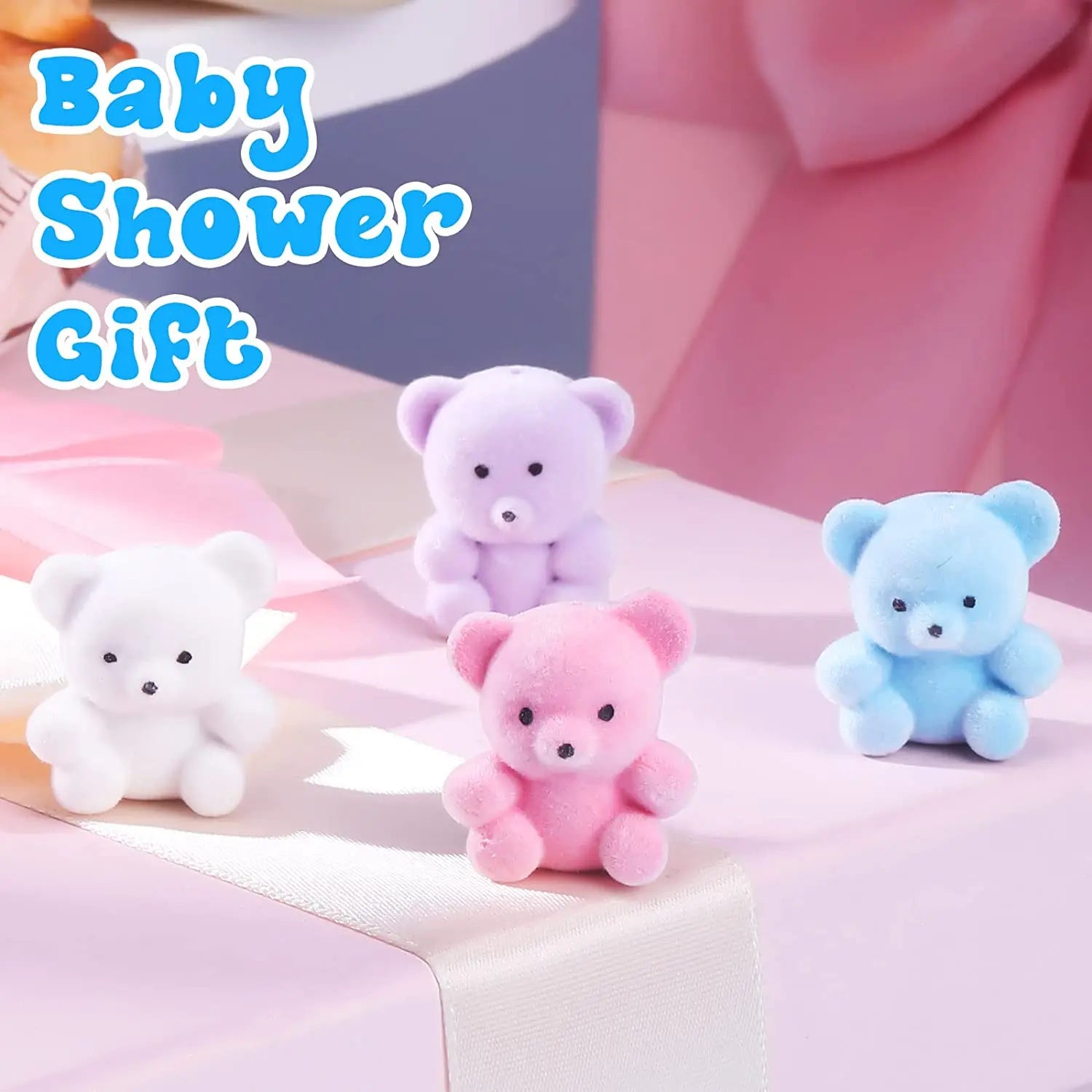 Custom 24 Pcs Miniature Flocked  Mini Bears Stuffed Bear Decorations for Birthday Baby Shower Cake Wedding Decorations Party