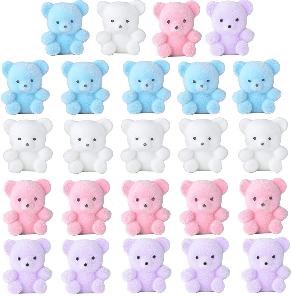 Custom 24 Pcs Miniature Flocked  Mini Bears Stuffed Bear Decorations for Birthday Baby Shower Cake Wedding Decorations Party