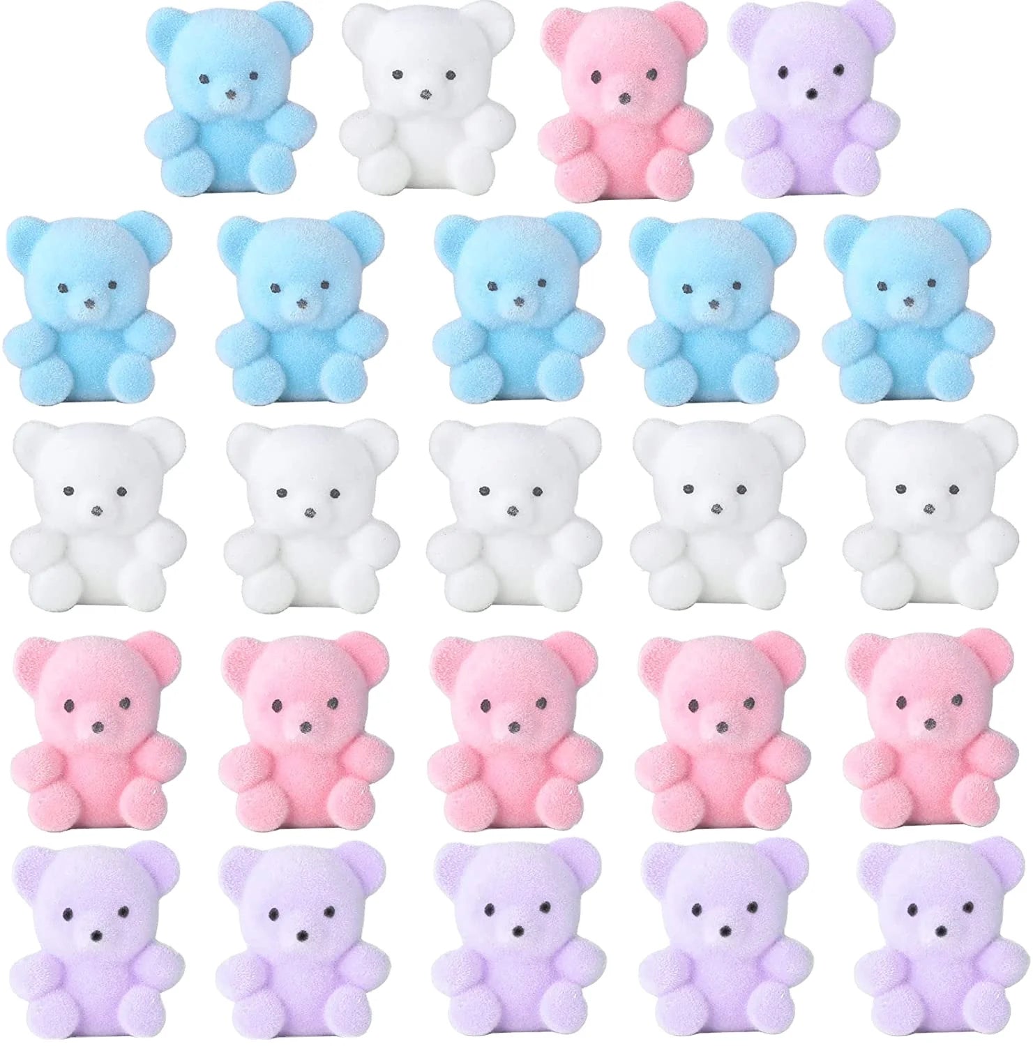 Custom 24 Pcs Miniature Flocked  Mini Bears Stuffed Bear Decorations for Birthday Baby Shower Cake Wedding Decorations Party