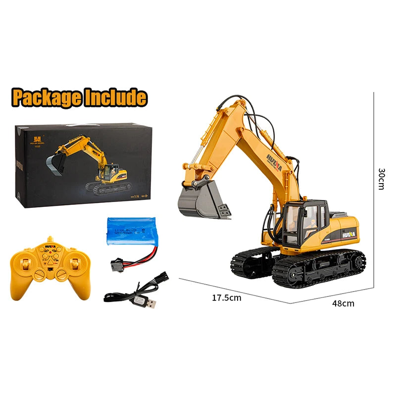 HUINA 1535 2.4G 1/14 15 Channel Alloy RC Truck Remote Control Excavator Engineering Car Rc Hobby Toys