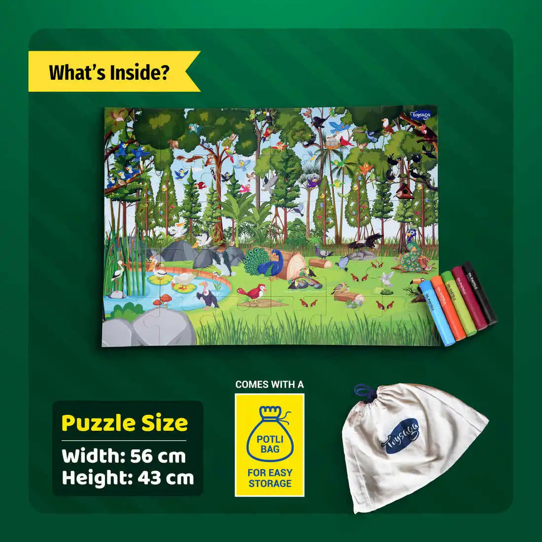 Find the Character Birds Educational Cardboard Jigsaw Puzzle Game for Kids 30-Piece Learning Toy by Toysaga