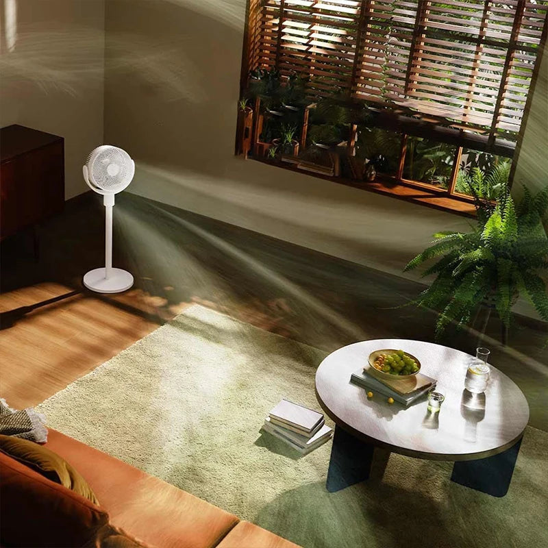 MIJIA Circulating Fan,120°+105° Smart Oscillating Floor Fans With App Control For Bedroom,Retractable,4 Speeds,2 Mode,CN Version