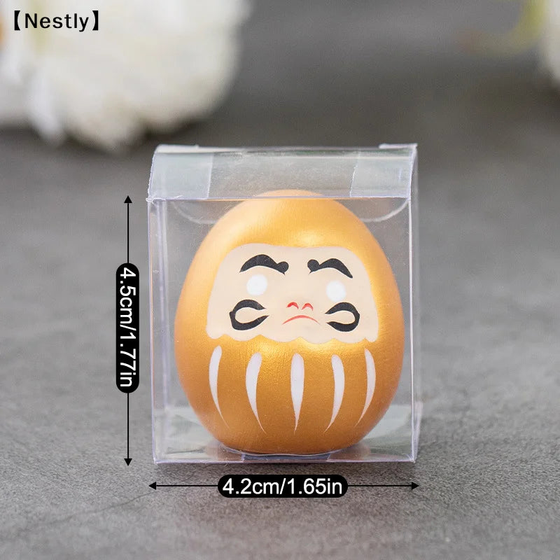 Ceramic Daruma Doll Crafts Inspired Wealth Prosperity Decor Lucky Charm Fortune Ornament Landscape Home Desk Decor〔Nest〕
