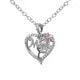 Mom Heart Pendant Necklace | Rhinestone & Pink Flower Jewelry | Mother's Day Gift for Her