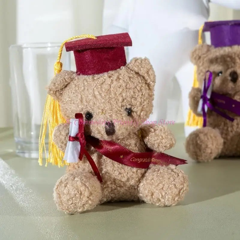 85AE Stuffed Bear in Bachelors Hat Graduation Hat Stuffed Bear Bachelors Party Souvenir