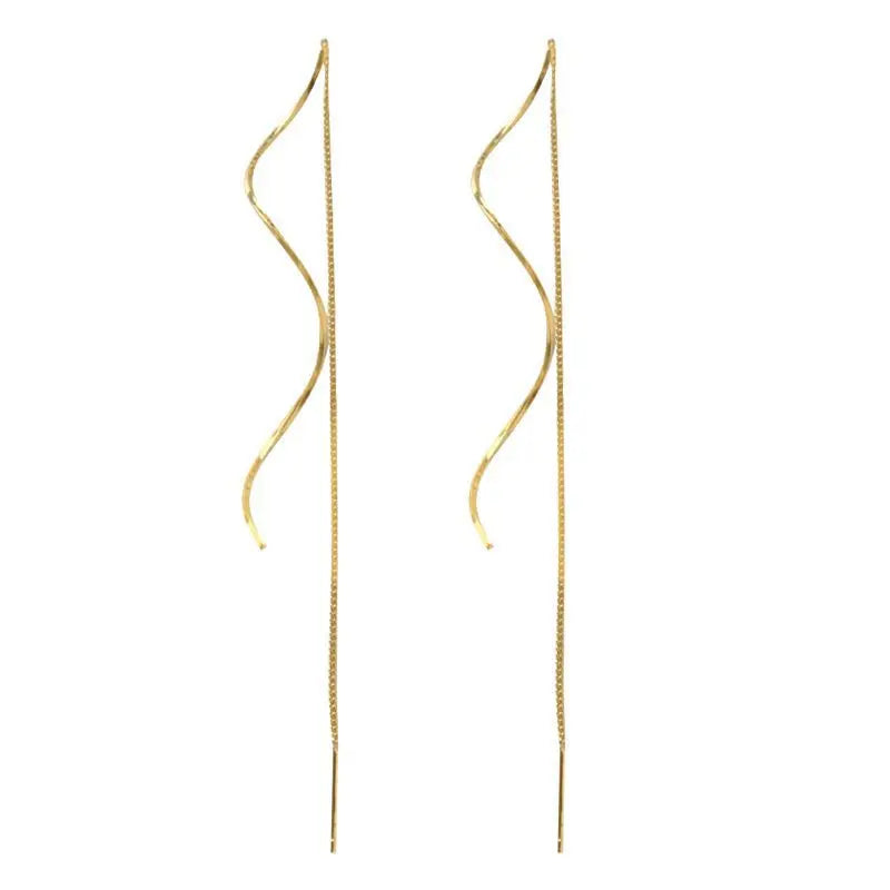 Simple wave long exquisite ear line earrings for women, trendy spiral tassel temperament earrings for women, earrings for women