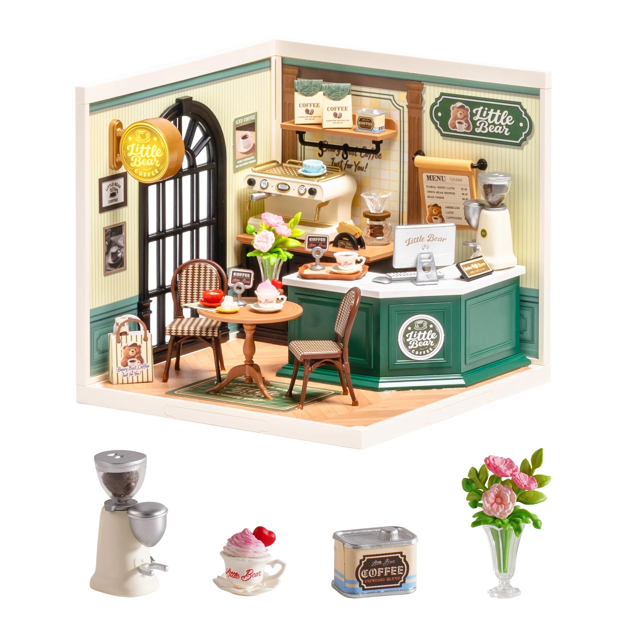 Rolife DIY Miniature House Kit Super Creator Serious Perfect Romance Café Dollhouse 3D Puzzle Model Building Kit Home Desk Decor