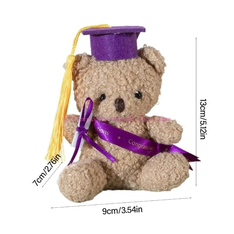 85AE Stuffed Bear in Bachelors Hat Graduation Hat Stuffed Bear Bachelors Party Souvenir