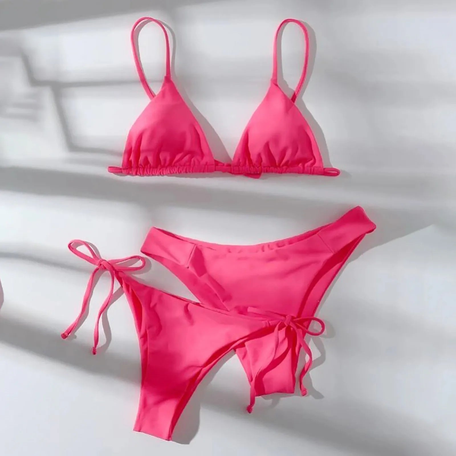 Sexy 3 Pieces Set Swimwear Women Lace Up Micro Bikini Set Female Solid Low Waist Swimsuit Beachwear Bathing Suit