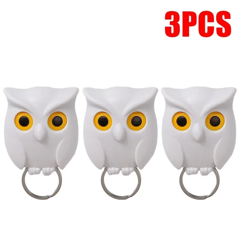 Magnetic Owl Key Holder – Self-Adhesive Wall Hook for Keys, Cute Home Decor with Strong Magnet, 1 or 3 PCS