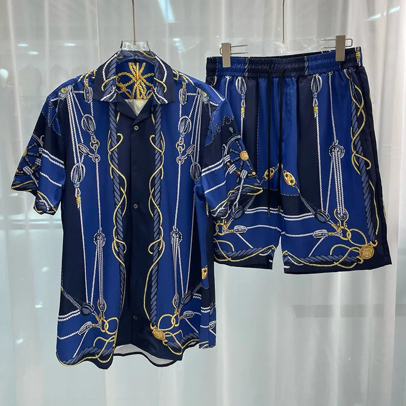 Summer Men Hawaiian Shirt Shirt Set 3d Print Vintage Silver Dragon Pattern Beach Short Sleeve Casual Shirt Oversize Beach Shorts