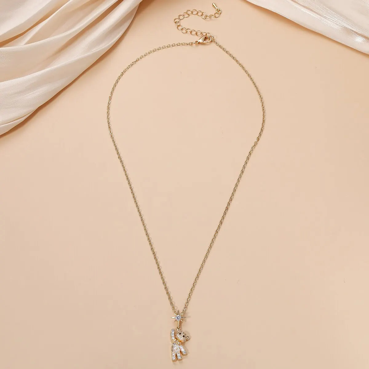Obega Lovely Bear Necklaces for Women Cubic Zircon Inlaid Golden Neck Chain Female Necklaces Cute Jewelry Pendant