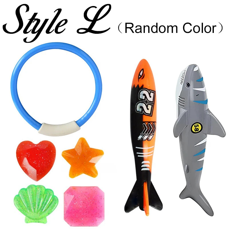 Summer Pool Diving Toys Set Colorful Creative Swim Circle Float Dive Game Set Underwater Grabbing Swimming Party Accessories ZYF