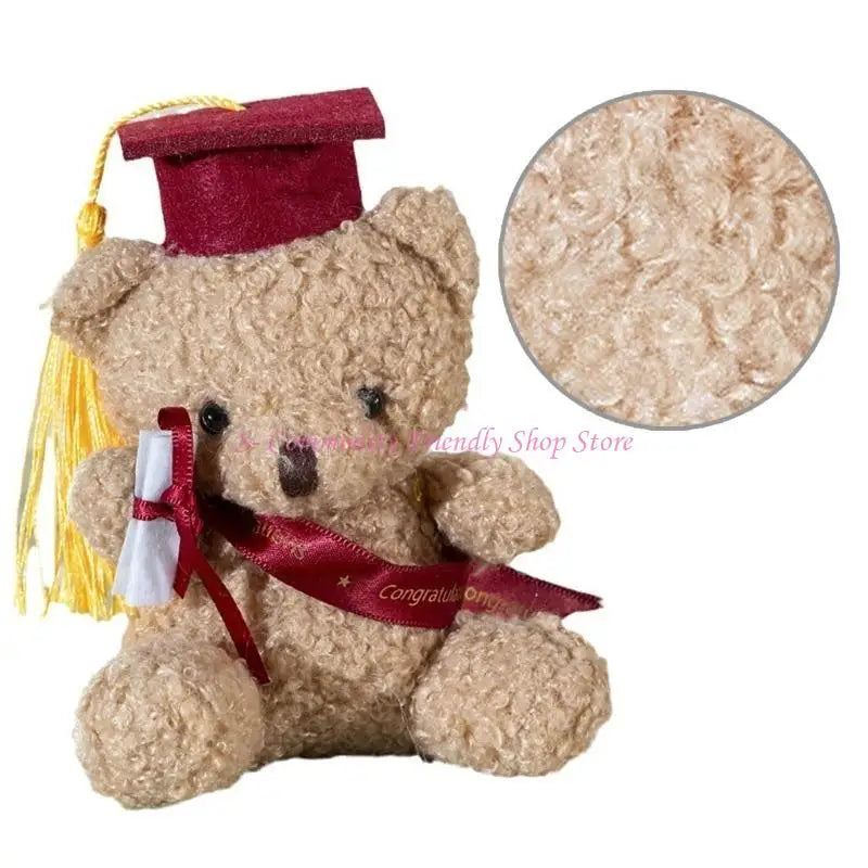 85AE Stuffed Bear in Bachelors Hat Graduation Hat Stuffed Bear Bachelors Party Souvenir