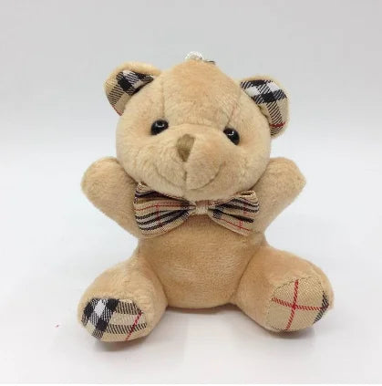 1PCS 10cm Plush Stuffed Bear with Bow Knotted Pendant Lovely 4 Colors Soft Toy Valentine's Day Gift for Children