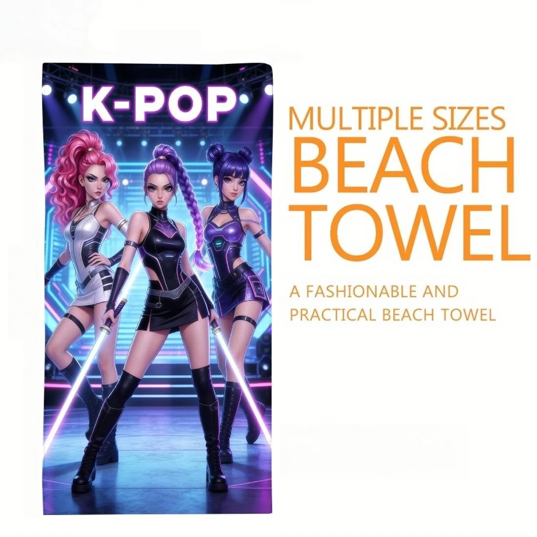 K-Pop Idol Print Large Size Beach Towel Quick Dry Anti-Sand Soft Comfortable Skin Friendly Unisex for Swimming Vacation