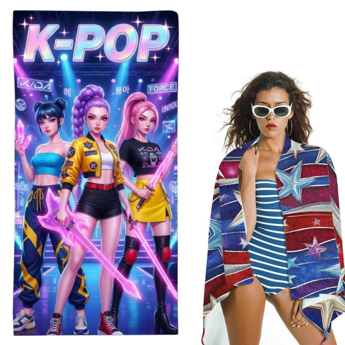 K-Pop Idol Print Large Size Beach Towel Quick Dry Anti-Sand Soft Comfortable Skin Friendly Unisex for Swimming Vacation