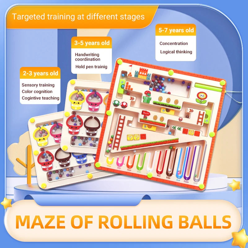 Children's Magnetic Maze Walking Ball Baby Concentration Training, Writing Logic Thinking 3 year Old Early Education Puzzle To