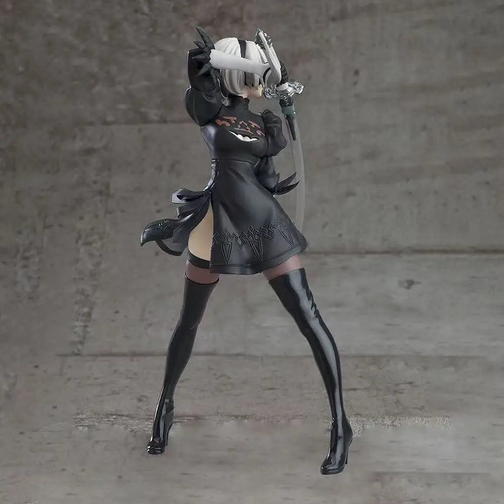 Hot 18CM Yorha 2B Black and White Series Anime Figure PVC Collectible Action Figures Model Doll Statuette Gift