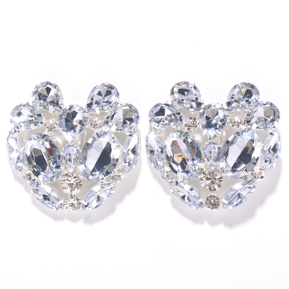 Stonefans Luxury Rhinestone Heart Ear Clip Earrings 2023 for Women No Piercing Accessories Crystal Earrings Clips Large Jewelry