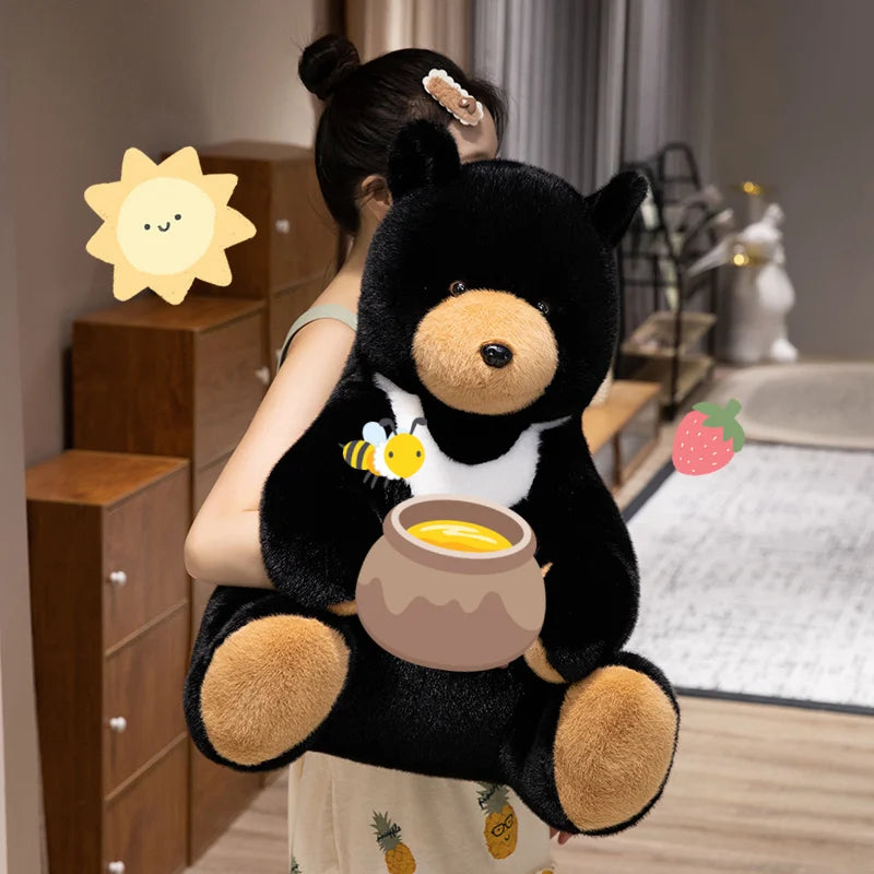 Cute Stuffed Animal Asian Black Bear Plush Toy Cute Big Bear Hug Pillow Soft Stuffed Toys Xmas Birthday Gift For Girl