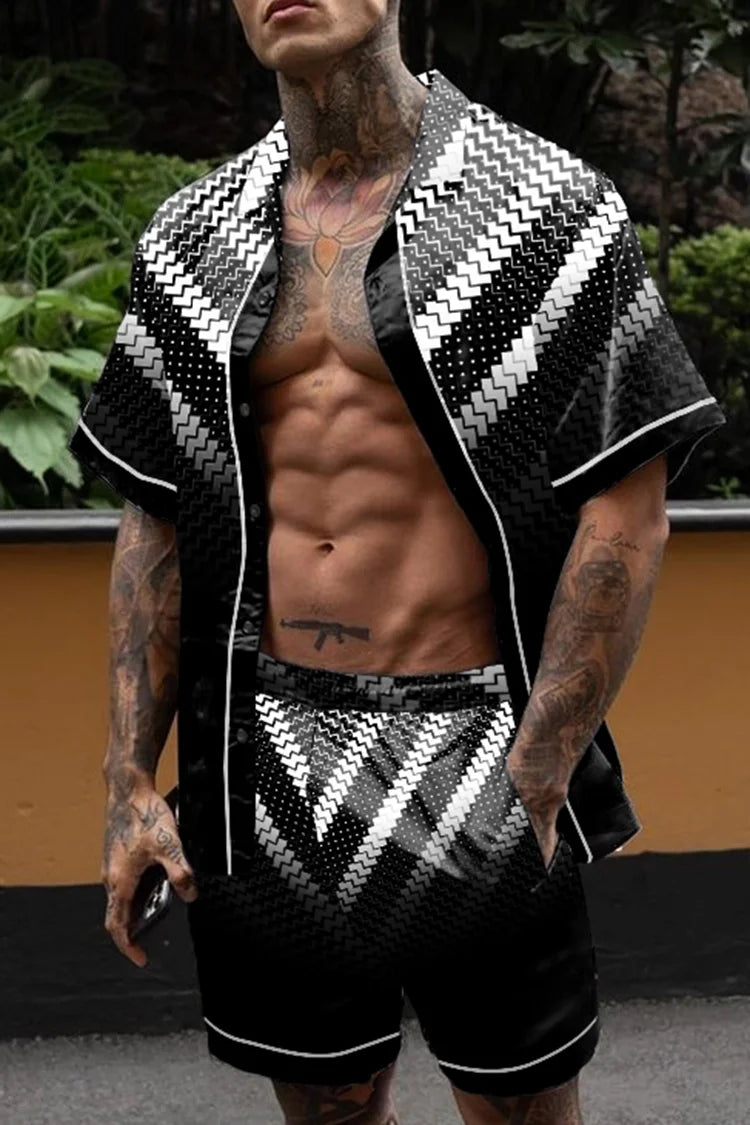 Hawaiian Set Men's Printing Set Short Sleeve Summer Casual Floral Shirt Beach Two Piece Suit Button New Fashion Men's Sets ﻿
