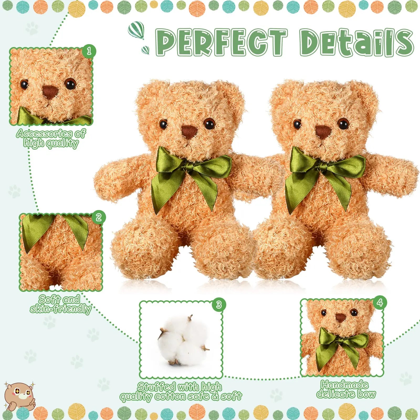Bear Stuffed Animals Soft Plush Stuffed Bears Toy Gift Bulk with Bow Kids Graduation Baby Shower Birthday Party Gifts