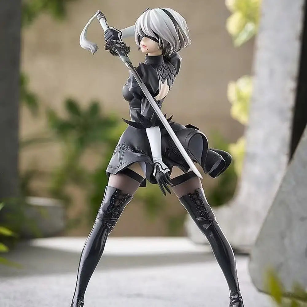 Hot 18CM Yorha 2B Black and White Series Anime Figure PVC Collectible Action Figures Model Doll Statuette Gift