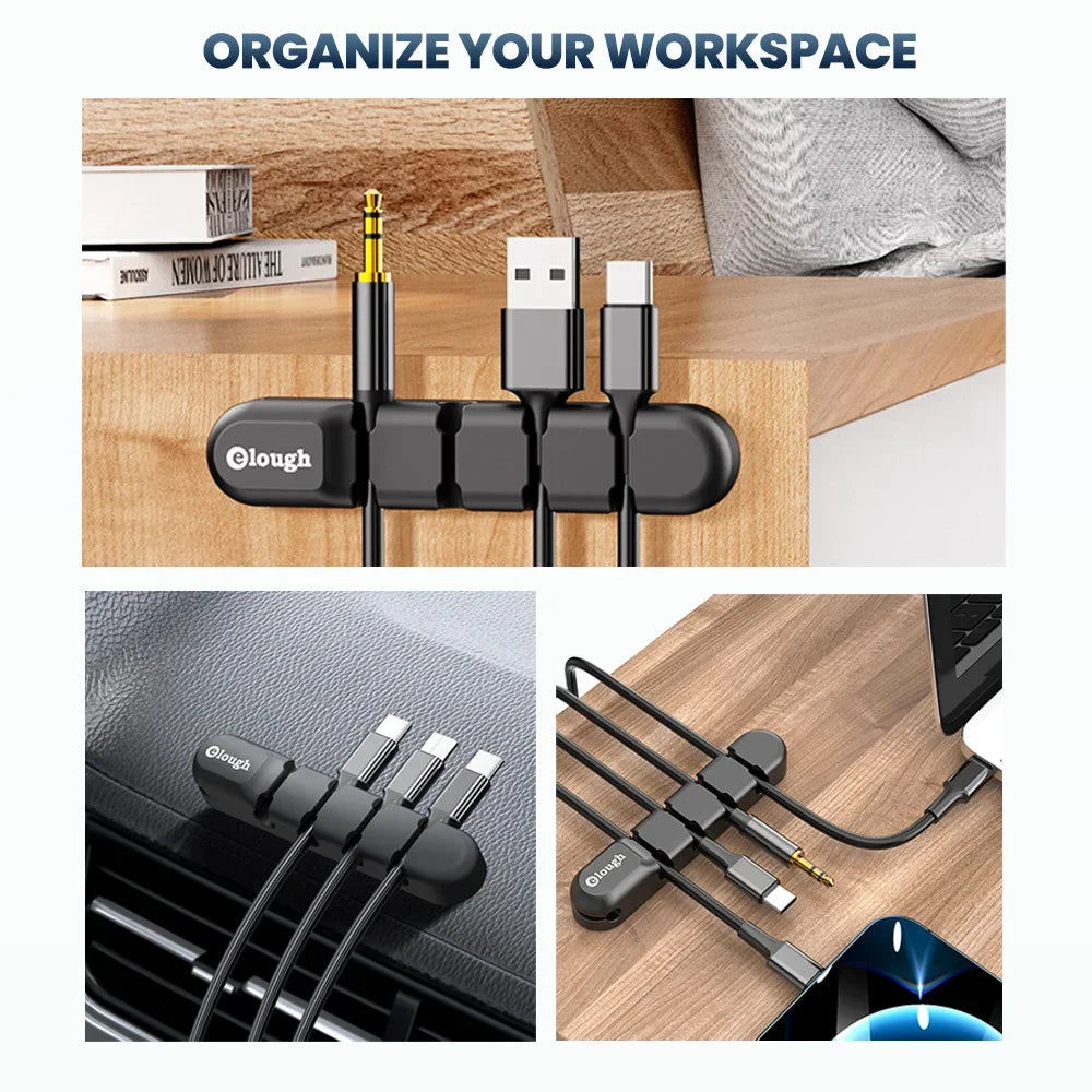 Cable Organizer Management Wire Holder Flexible USB Cable Winder Tidy Silicone Clips For Mouse Keyboard Earphone Protector