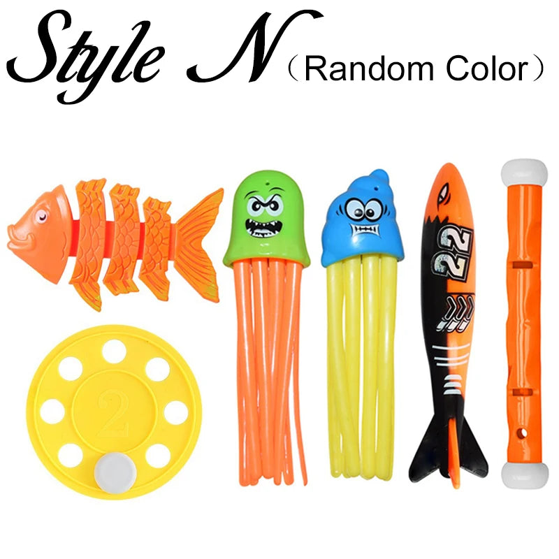 Summer Pool Diving Toys Set Colorful Creative Swim Circle Float Dive Game Set Underwater Grabbing Swimming Party Accessories ZYF