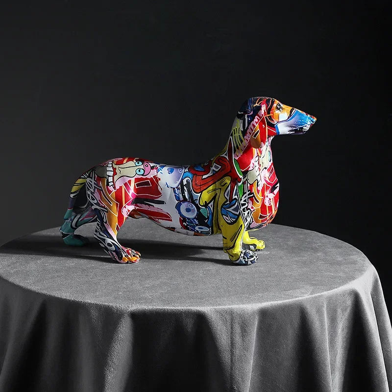 Creative  Home Modern Painted Colorful Dachshund Dog Decoration Wine Cabinet Office Decor Desktop  Crafts