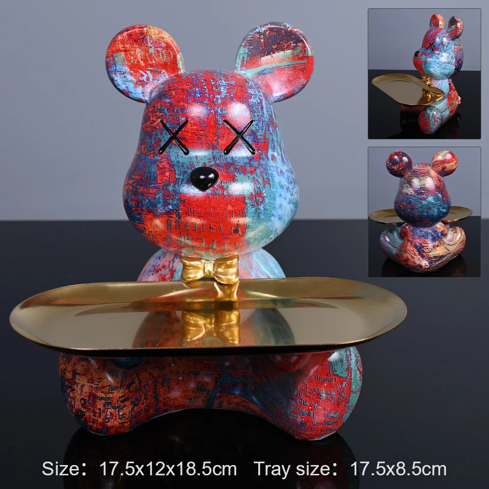 Colorful Bear Statues and Sculptures Butler Figure Ornaments Interior Nordic Decorative Room Table Decoration Resin Crafts Gift