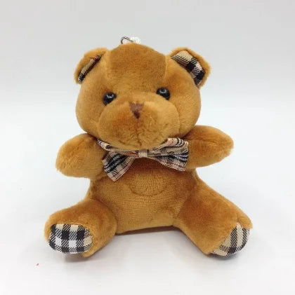 1PCS 10cm Plush Stuffed Bear with Bow Knotted Pendant Lovely 4 Colors Soft Toy Valentine's Day Gift for Children