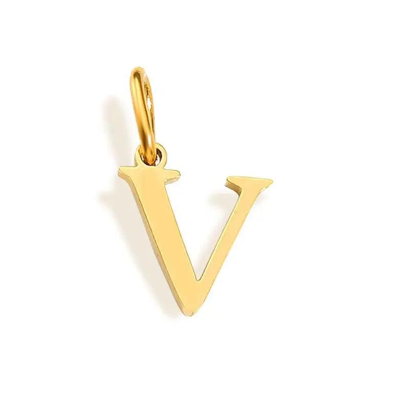 26 Letter Alphabet Initial 10mm Charm Pendant Jewelry Gold Stainless Steel Simple PVD Plated DIY Necklace Bracelet Jewelry