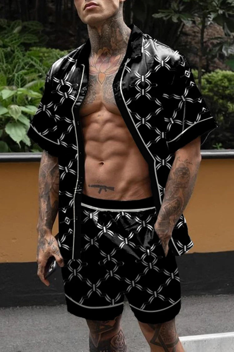 Hawaiian Set Men's Printing Set Short Sleeve Summer Casual Floral Shirt Beach Two Piece Suit Button New Fashion Men's Sets ﻿