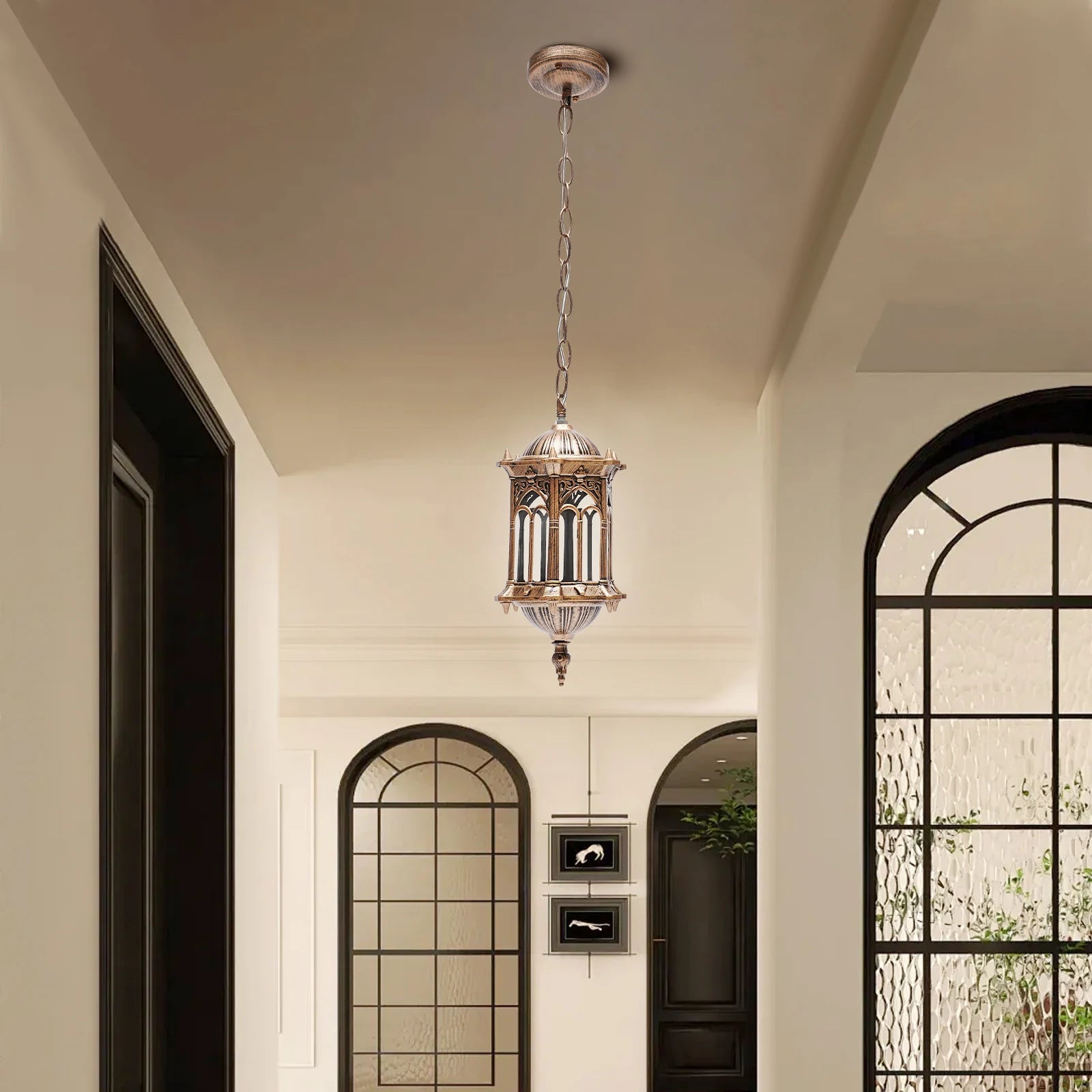 Vintage Industrial Metal Pendant Light European Style Hanging Led Lamp for Garden Balcony Outdoors Decor, IP44, 220V