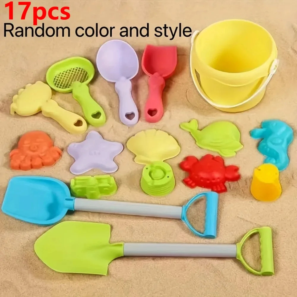 Beach Toys for Kids Sand Toys Set Sand Bucket Shovel Rake Toys for Beach Animal Dinosaur Molds Travel Sandbox Toys for Toddlers