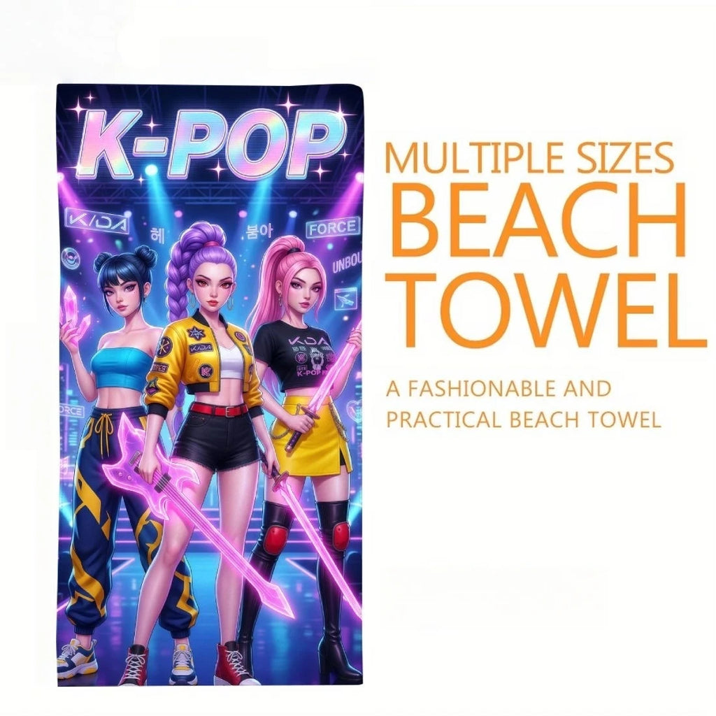 K-Pop Idol Print Large Size Beach Towel Quick Dry Anti-Sand Soft Comfortable Skin Friendly Unisex for Swimming Vacation