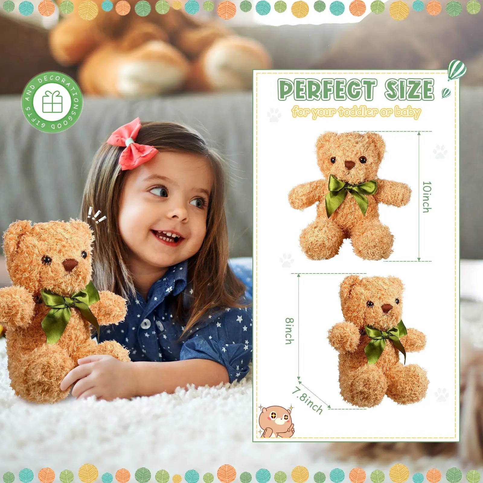 Bear Stuffed Animals Soft Plush Stuffed Bears Toy Gift Bulk with Bow Kids Graduation Baby Shower Birthday Party Gifts