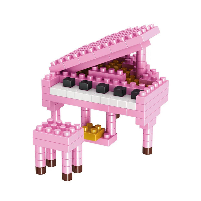 MOC Musical Instrument Building Blocks Music Series ABS Plastic Mini Piano Guitar DIY Assembly Bricks Children Educational Toys