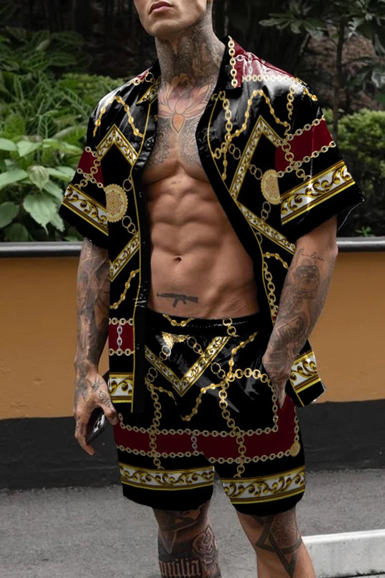 Hawaiian Set Men's Printing Set Short Sleeve Summer Casual Floral Shirt Beach Two Piece Suit Button New Fashion Men's Sets ﻿