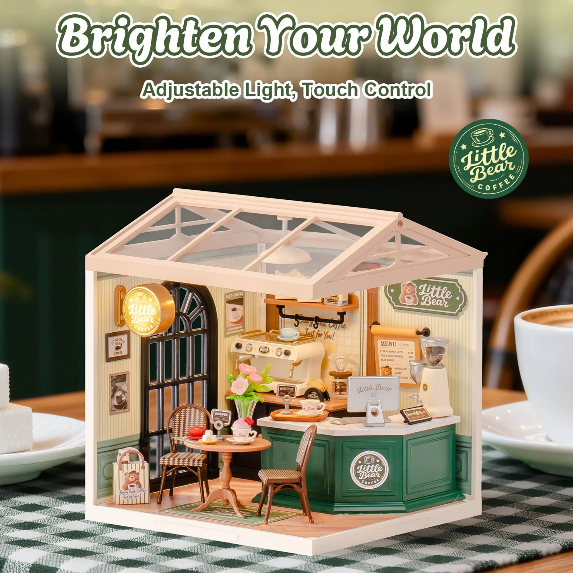 Rolife DIY Miniature House Kit Super Creator Serious Perfect Romance Café Dollhouse 3D Puzzle Model Building Kit Home Desk Decor
