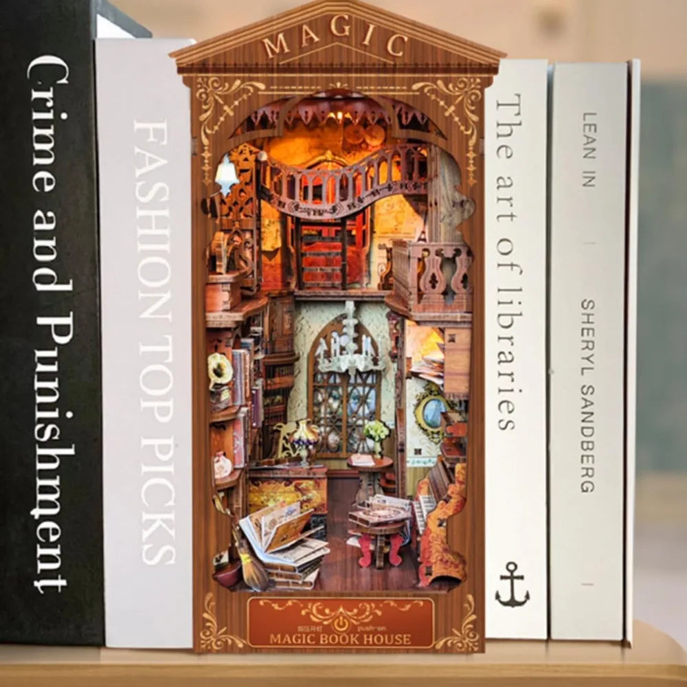 3D Decorative Book Nook with LED Miniature Diorama Inserts - DIY Crafts, Birthday Gifts, and Home Decor for Girls & Boys
