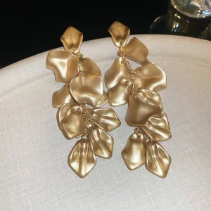 Bohemian Rose Petal Earrings Flower Red Yellow Blue Colors Flower Drop Earrings Long Tassel Earrings Party Wedding Jewelry