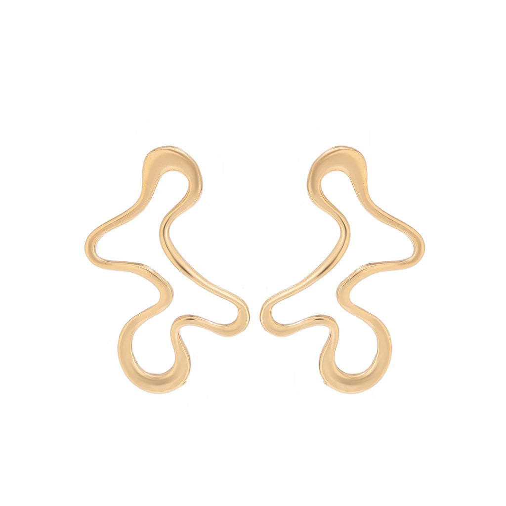 IngeSight.Z Minimalist Irregular Hollow Geometry Metal Stud Earrings Punk Statement Gold Color Earring Women's Charm Ear Jewelry