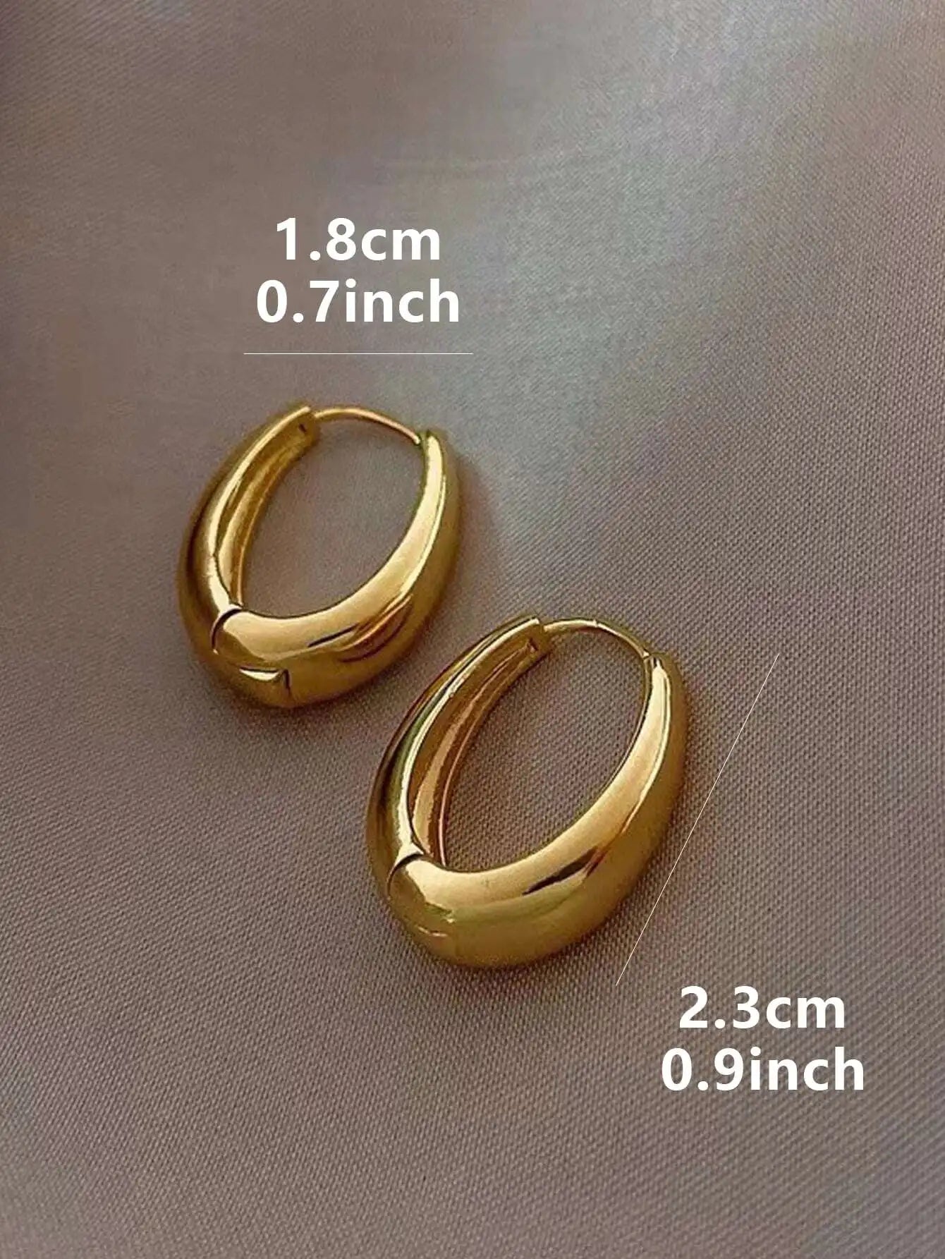 Polished Gold-Tone Oval Hoop Earrings for Everyday Wear