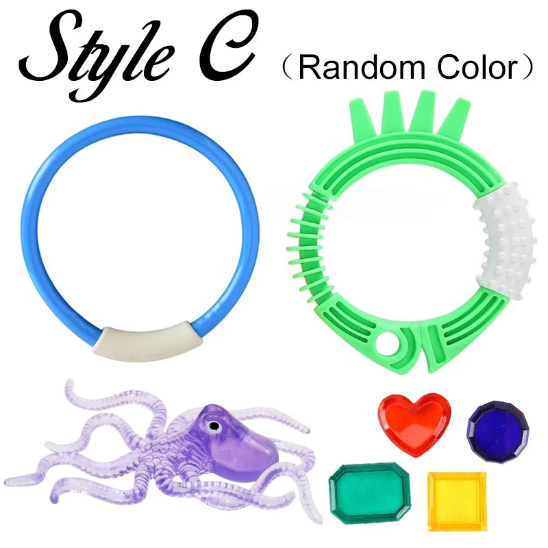 Summer Pool Diving Toys Set Colorful Creative Swim Circle Float Dive Game Set Underwater Grabbing Swimming Party Accessories ZYF